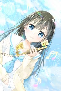 Preview wallpaper girl, phone, smile, tears, anime, art