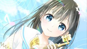 Preview wallpaper girl, phone, smile, tears, anime, art