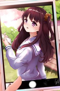 Preview wallpaper girl, photo, phone, interface, anime