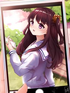 Preview wallpaper girl, photo, phone, interface, anime