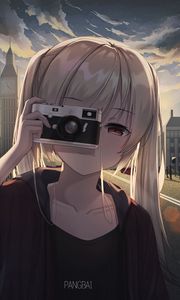 Preview wallpaper girl, photographer, camera, anime