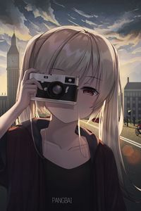 Preview wallpaper girl, photographer, camera, anime