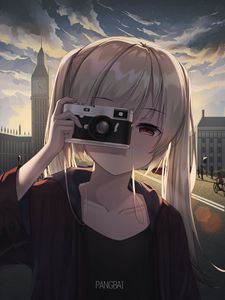 Preview wallpaper girl, photographer, camera, anime