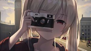 Preview wallpaper girl, photographer, camera, anime