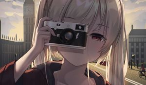 Preview wallpaper girl, photographer, camera, anime