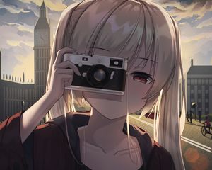 Preview wallpaper girl, photographer, camera, anime