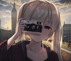 Preview wallpaper girl, photographer, camera, anime