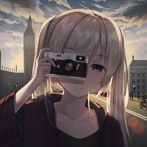 Preview wallpaper girl, photographer, camera, anime