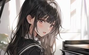 Preview wallpaper girl, piano, keys, anime