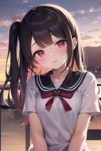 Preview wallpaper girl, pier, river, anime