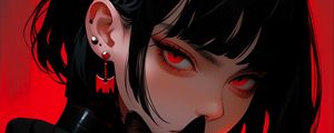 Preview wallpaper girl, piercing, cat, black, art, anime