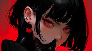 Preview wallpaper girl, piercing, cat, black, art, anime