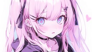 Preview wallpaper girl, piercing, choker, purple, anime