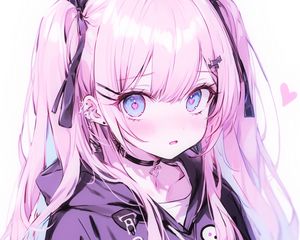 Preview wallpaper girl, piercing, choker, purple, anime