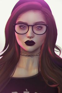 Preview wallpaper girl, piercing, glasses, face, art