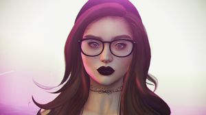 Preview wallpaper girl, piercing, glasses, face, art