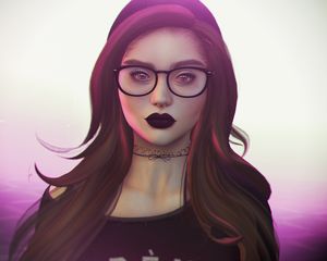 Preview wallpaper girl, piercing, glasses, face, art