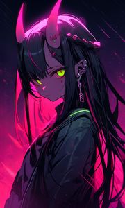 Preview wallpaper girl, piercing, horns, anime, art