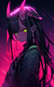 Preview wallpaper girl, piercing, horns, anime, art