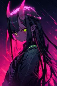 Preview wallpaper girl, piercing, horns, anime, art