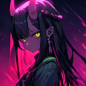 Preview wallpaper girl, piercing, horns, anime, art