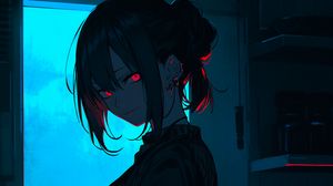 Preview wallpaper girl, piercing, kitchen, anime, dark, art