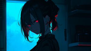 Preview wallpaper girl, piercing, kitchen, anime, dark, art