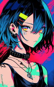 Preview wallpaper girl, piercing, patch, anime, art