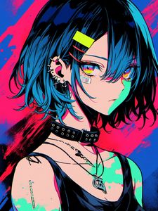 Preview wallpaper girl, piercing, patch, anime, art