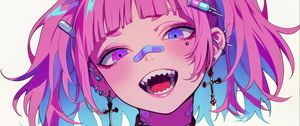 Preview wallpaper girl, piercing, tattoo, smile, fangs, art, anime