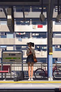 Preview wallpaper girl, platform, station, art