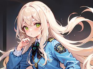 Preview wallpaper girl, police, movement, anime