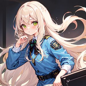 Preview wallpaper girl, police, movement, anime