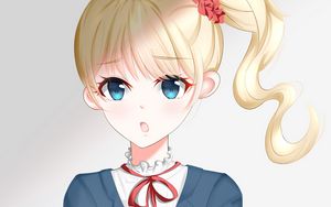 Preview wallpaper girl, ponytail, anime, art, cute