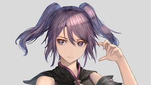 Preview wallpaper girl, ponytails, dress, anime