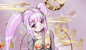 Preview wallpaper girl, ponytails, glance, anime, art, cartoon