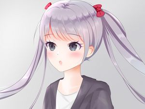 Preview wallpaper girl, ponytails, glance, anime