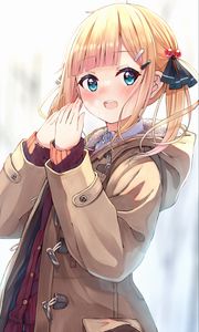 Preview wallpaper girl, ponytails, jacket, anime