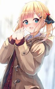 Preview wallpaper girl, ponytails, jacket, anime