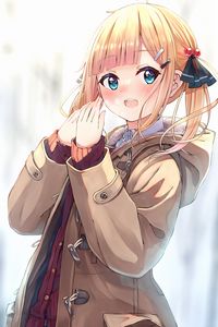 Preview wallpaper girl, ponytails, jacket, anime