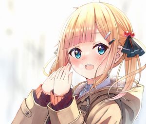 Preview wallpaper girl, ponytails, jacket, anime
