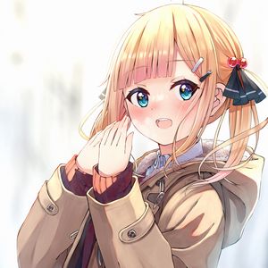 Preview wallpaper girl, ponytails, jacket, anime