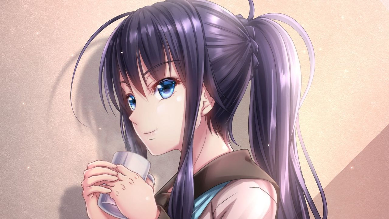 Wallpaper girl, ponytails, mug, anime, art hd, picture, image