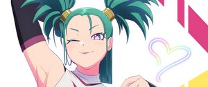 Preview wallpaper girl, ponytails, smile, anime, art, cartoon
