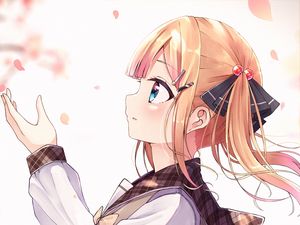 Preview wallpaper girl, ponytails, uniform, anime