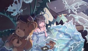 Preview wallpaper girl, pool, book, fantasy, anime, art