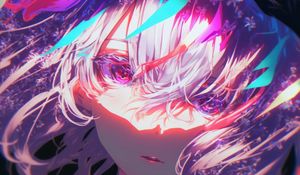 Preview wallpaper girl, portrait, anime, light, art