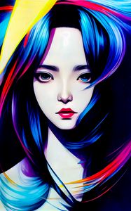 Preview wallpaper girl, portrait, anime, art, modern art, artificial intelligence