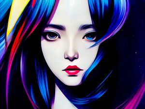 Preview wallpaper girl, portrait, anime, art, modern art, artificial intelligence