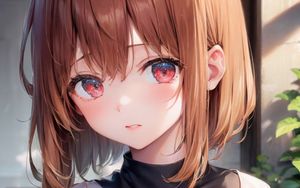 Preview wallpaper girl, portrait, brown hair, anime